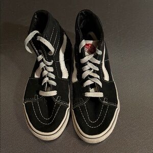 Vans Kids Black Canvas Sneakers with White Stripes
